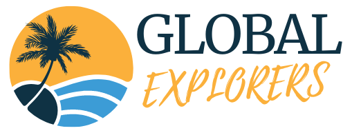 yellow modern tourism travel agency logo